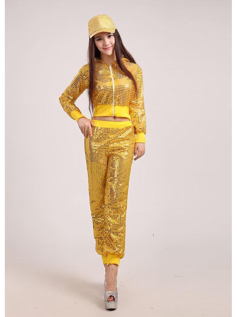Women's Performance Costumes: Adult Jazz, Modern, Street, and Hip-Hop Sequined Dance Attire