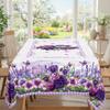 Lavender Peony Floral Printed Tablecloth Wedding Decorations Spring Summer Themed Flowers Plaid Dining Table Cloth Party Decor