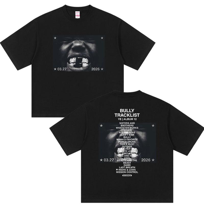 Nuovo Album Bully Kanye West Magliette Grafiche Unisex Hip Hop Pop Rap YK Maglietta a Maniche Corte Moda Retro Cotone Streetwear