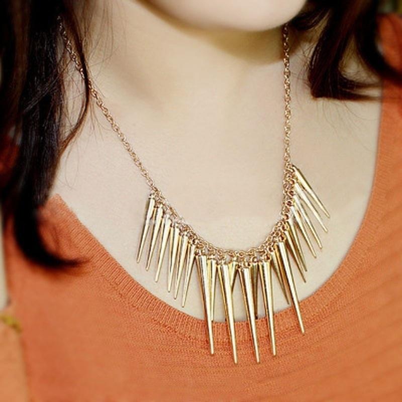 

Pendant Necklace Jewelry Studded Punk Necklace золотий