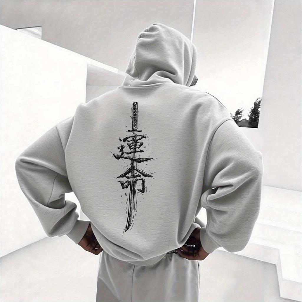 Men's Street Style Loose-Fit Printed Hip Hop Hoodie Sweatshirt