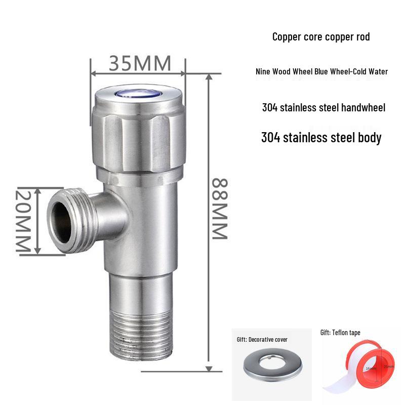 304 Stainless Steel Triangle Valve, One Inlet Two Outlet Water Heater Switch, Three-Way Toilet Stop Valve