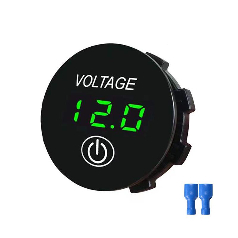 12V/24V Voltage Gauge with Touch Switch LED Digital Display Gauge Waterproof Car Voltmeter for Boat Marine Truck Motorcycle