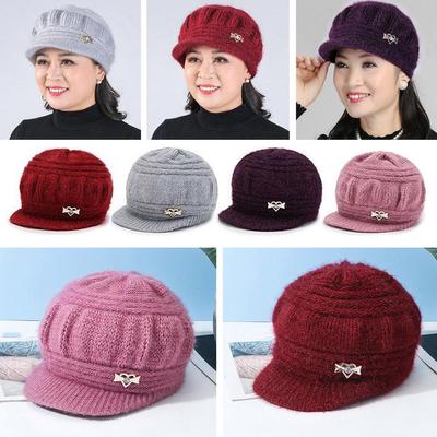 Fashion Hat Plush Knitted Wind Ear Guard Solid Color Warm Winter Old Autumn Hat Plush And Simpl Q2R7
