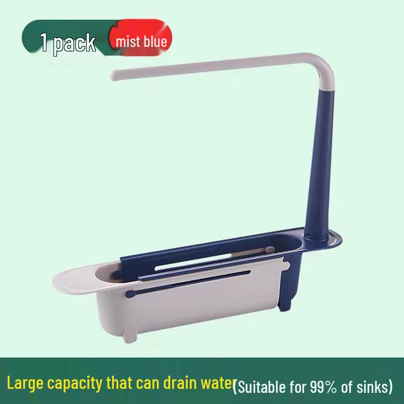 Retractable Kitchen Sink Utensil Drainer and Space-Saving Organizer Basket
