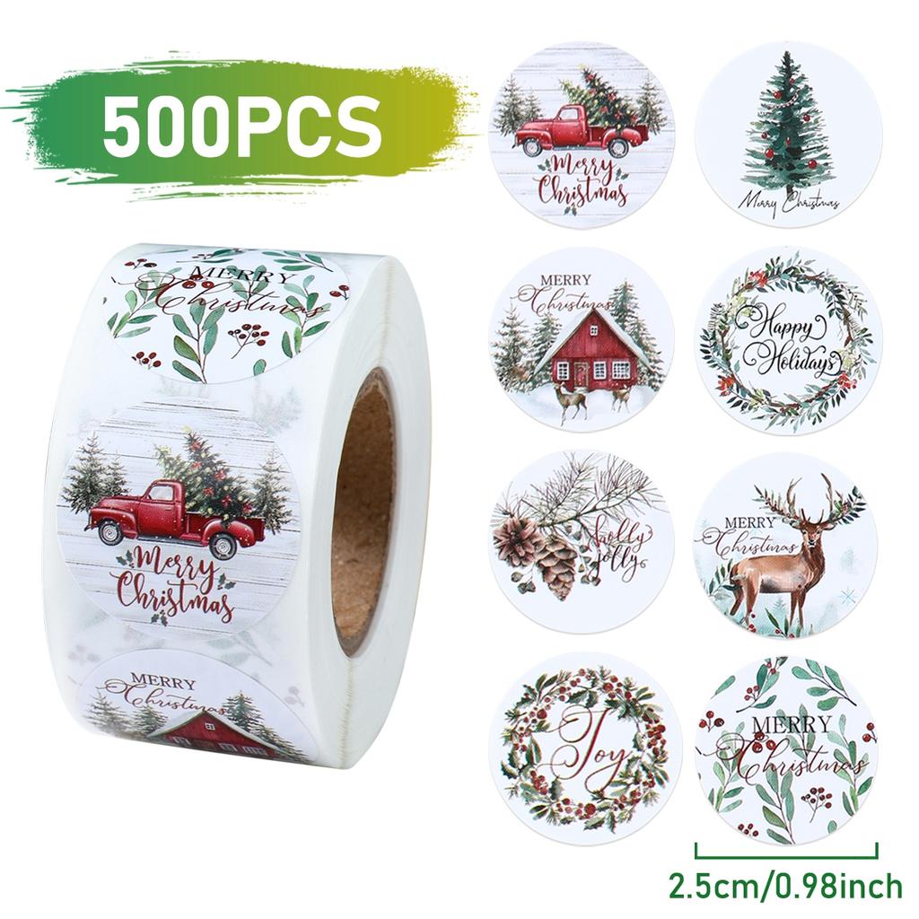 500pcs Christmas Santa Claus Round Sticker Navidad Natal Noel Snowman Sticker Merry Christmas Decor For Home 2025 New Year 2025