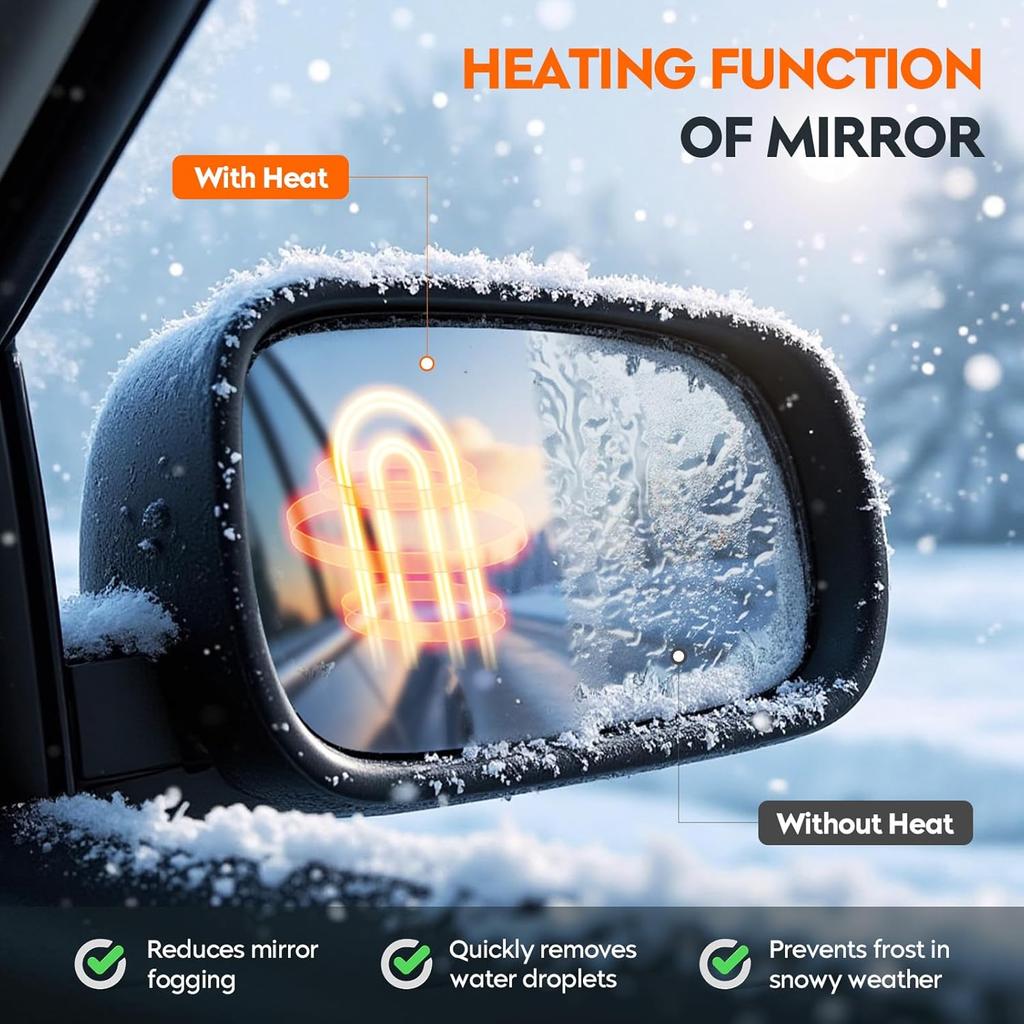 Youxmoto Driver Left Side Heated Mirrors Glass Replacement, Fit For Ford F150 2011 2012 2013 2014 Side View Mirror Glass With Rear Holder, Fit For