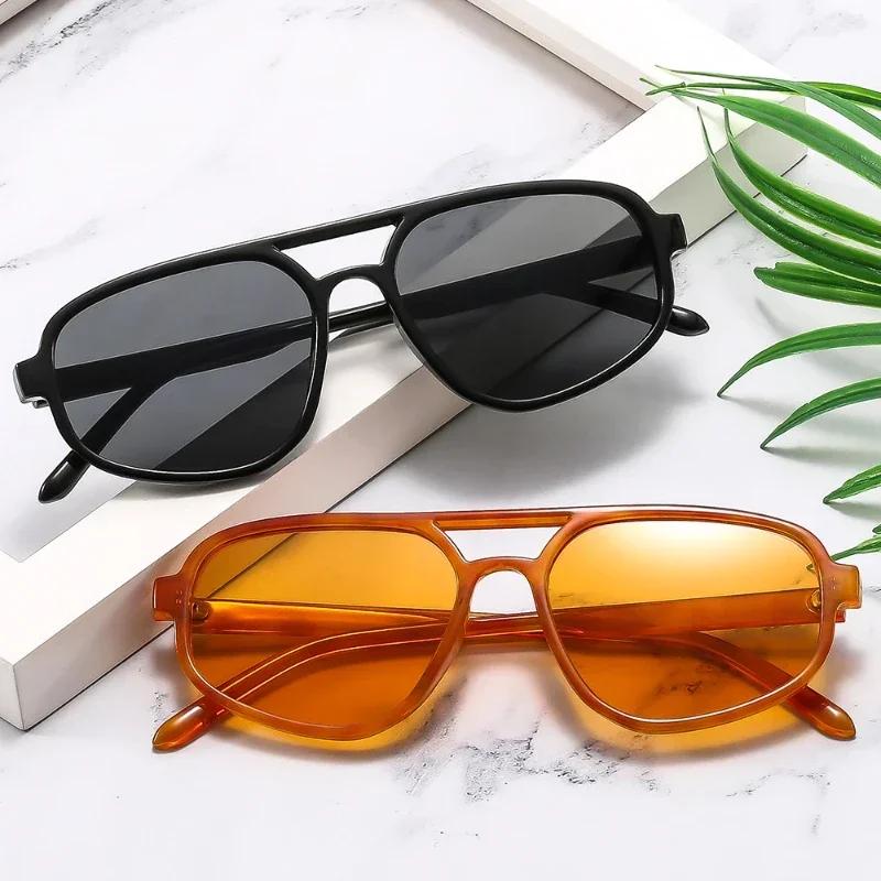 New Women Retro Fashion Double Beam Sunglasses Summer Outdoor Ultraviole Proof Sun Glasses Men Shading Sunglasses