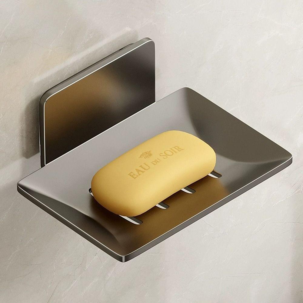 Patch Model Aluminum Alloy Soap Holder Wall Mounted Perforation-free Drain Water Soap Dish Multifunction Drain Space