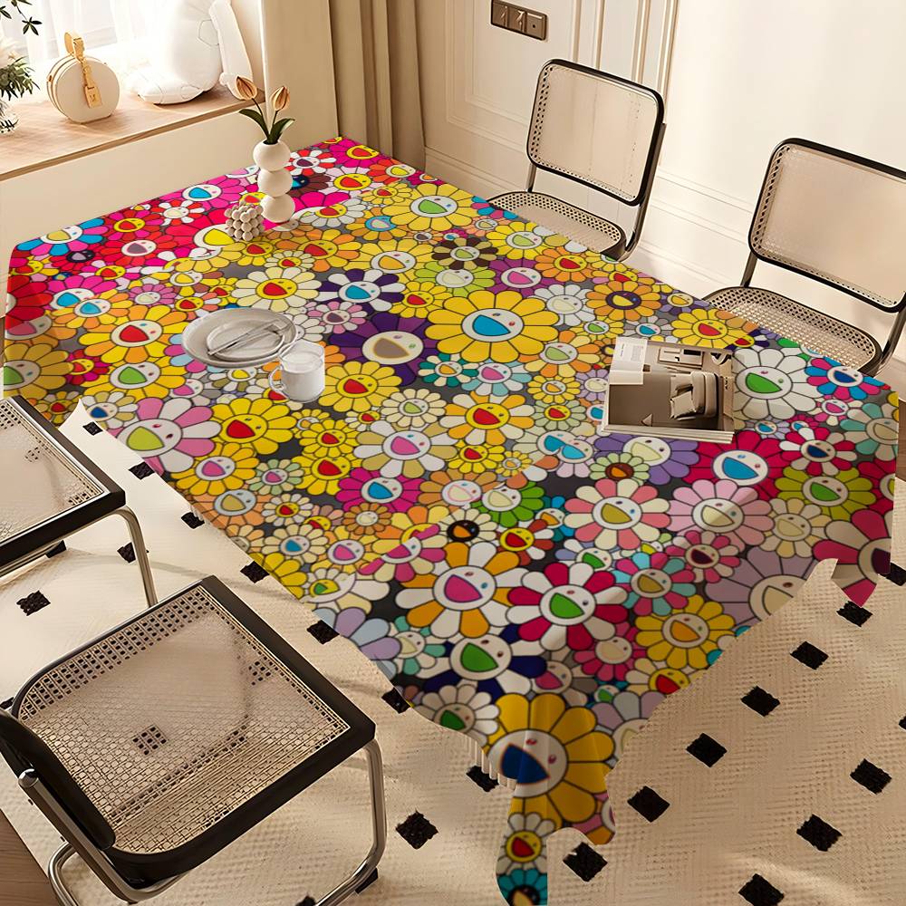 Blumen T-Takashi Kunst M-Murakami Rechteckige Tischdecken Waschbar Party Küche Esszimmer Wohnzimmer Geburtstagsdekoration Tisch