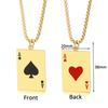 Punk Playing Cards A Shape Pendants Gold Silver Color Stainless Steel Poker Necklace for Women Men Lucky Fashion Jewelry Gift
