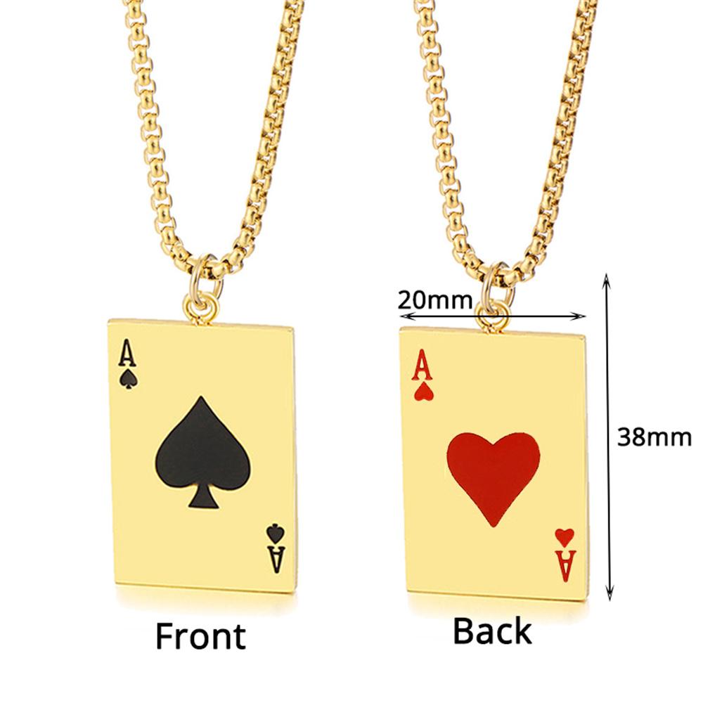 Punk Playing Cards A Shape Pendants Gold Silver Color Stainless Steel Poker Necklace for Women Men Lucky Fashion Jewelry Gift