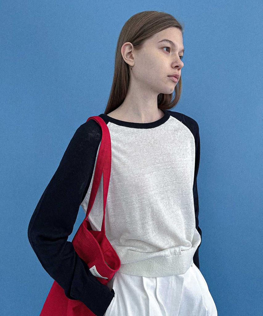 STUDIO SALT Emma Raglan Pullover_Ivory Navy