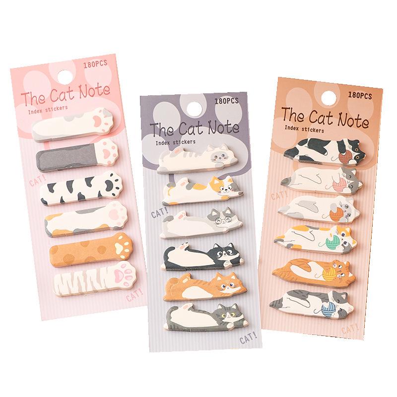Cute Cat Sticky Notes & Bookmarks: Cartoon Index Markers, Student Classification Tabs, Reusable DIY Stickers