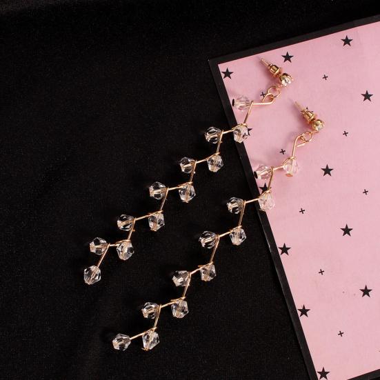 Women Design Beaded Grape Dangle Stud Rhinestone Long Earrings Fashion Jewelry