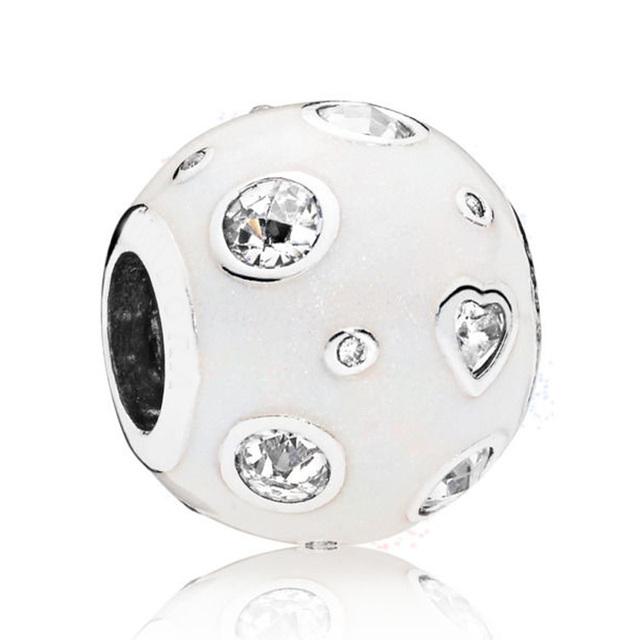 Wintry Delight Snowflake Ball Blue Swirls Pearlescent Dreams Charm S925 Sterling Silver Beads Fit Bracelet DIY Jewelry