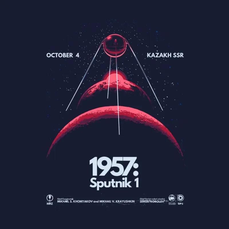 Soviet Space Program 1957 Sputnik 1 Artificial Earth Satellite T Shirt New 100 Cotton Casual ONeck Short Sleeve Unisexs T Shirt S