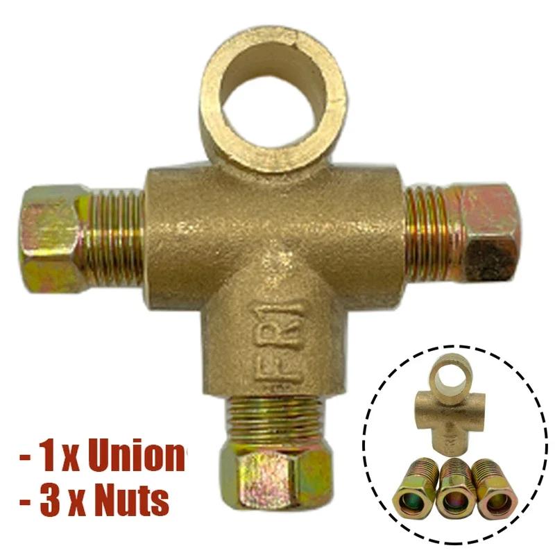 

1/2/5 Sets 3Way Brake T Piece Tee w/3 Male Nuts M10 3/16 Brake Pipe Pipeline Accessories Flare Union Fitting Connector Adapter 1 Set
