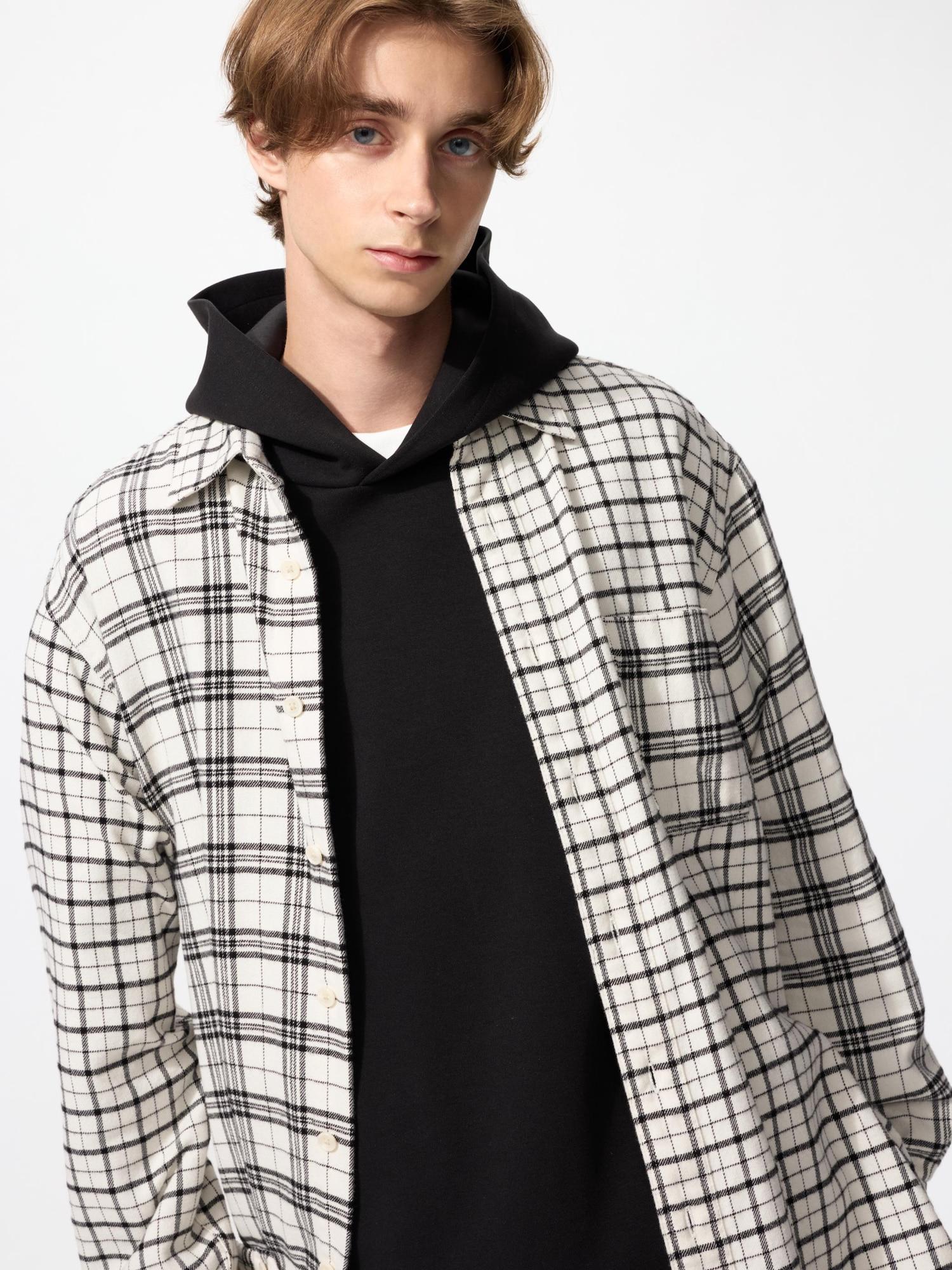 

Uniqlo Flannel Check Shirt Long Sleeve M 01 OFF WHITE/UNISEX 4XL