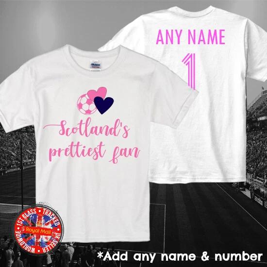 Scotland s Prettiest Fan Personalised Football Kids T-shirt Girls Gift 3XL