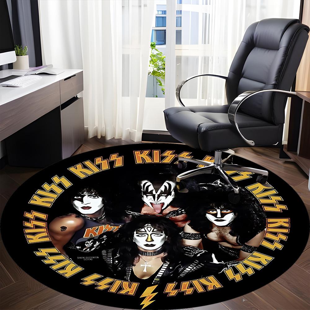1 Stück KISS Band Büro Runder Teppich, Unter Bürostühlen Schlafzimmer Wohnzimmer Heimdekoration a1016295