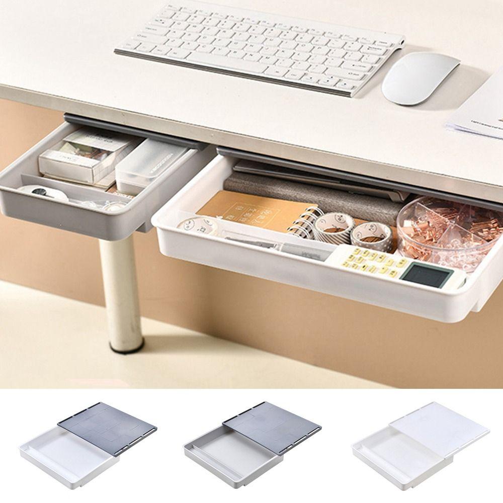 Invisible Under Desk Drawer Plastic Pencil Tray Durable Stationery Organizer  Bedroom
