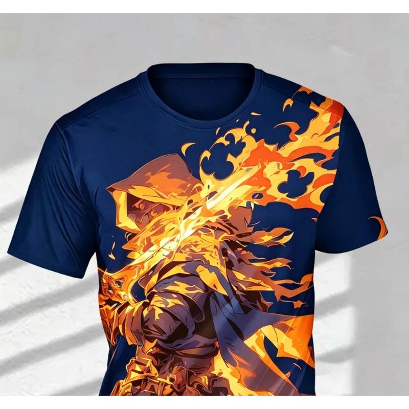 Men's Fashion 3D Printed Men's T-Shirt Round Neck Short Sleeve Trendy Street Wear