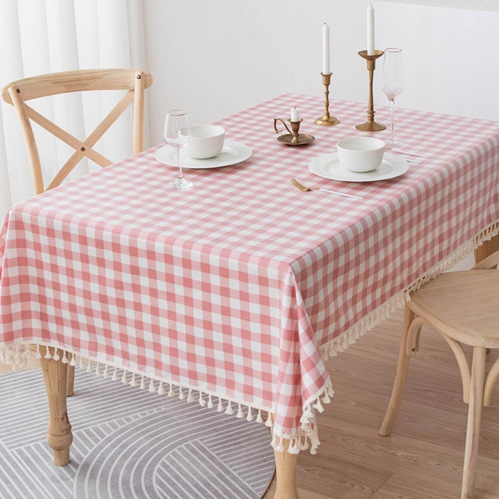 Table Decor Linen Plaid Tablecloth Pastoral Style Antifouling Table Runner Waterproof Rectangular Desk Cover Wedding