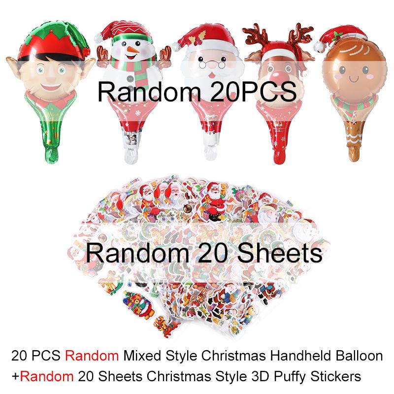 Cute Cartoon Christmas Decorating Set Assorted Handheld Balloon with 3D Puffy Stickers Santa Festival DIY Stationery Sticker ZYF