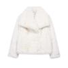 Women's Fall Winter Faux Fox Fur Jacket Fashionable Turn-down Collar Coat Luxurious Cozy Solid Color Overcoat