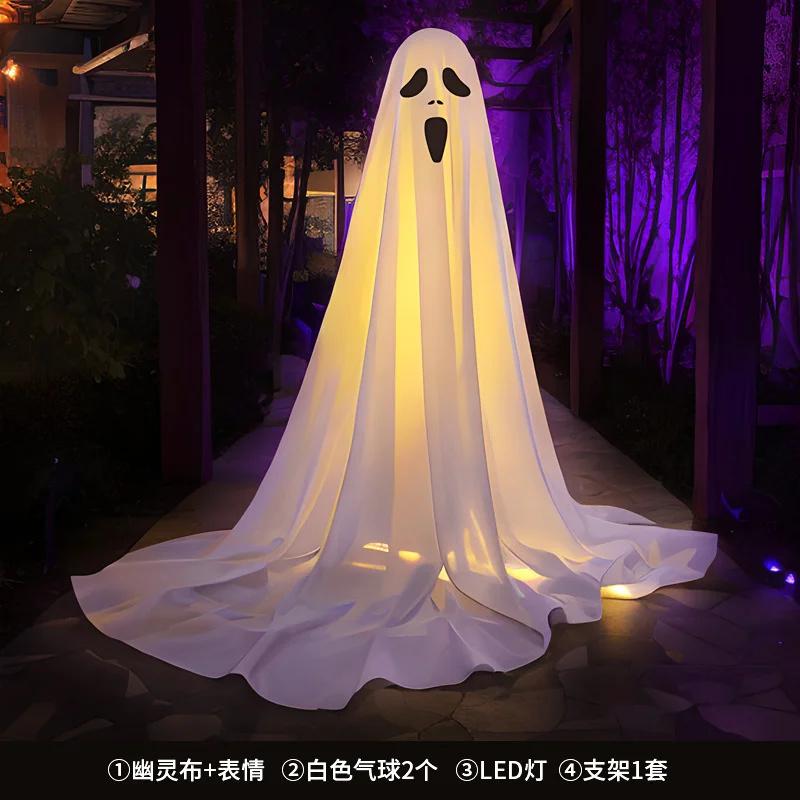 Halloween Glowing Standing Ghost Prop 81/161cm for Front Porch Courtyard Yard Outdoor Haunted House Decoration
