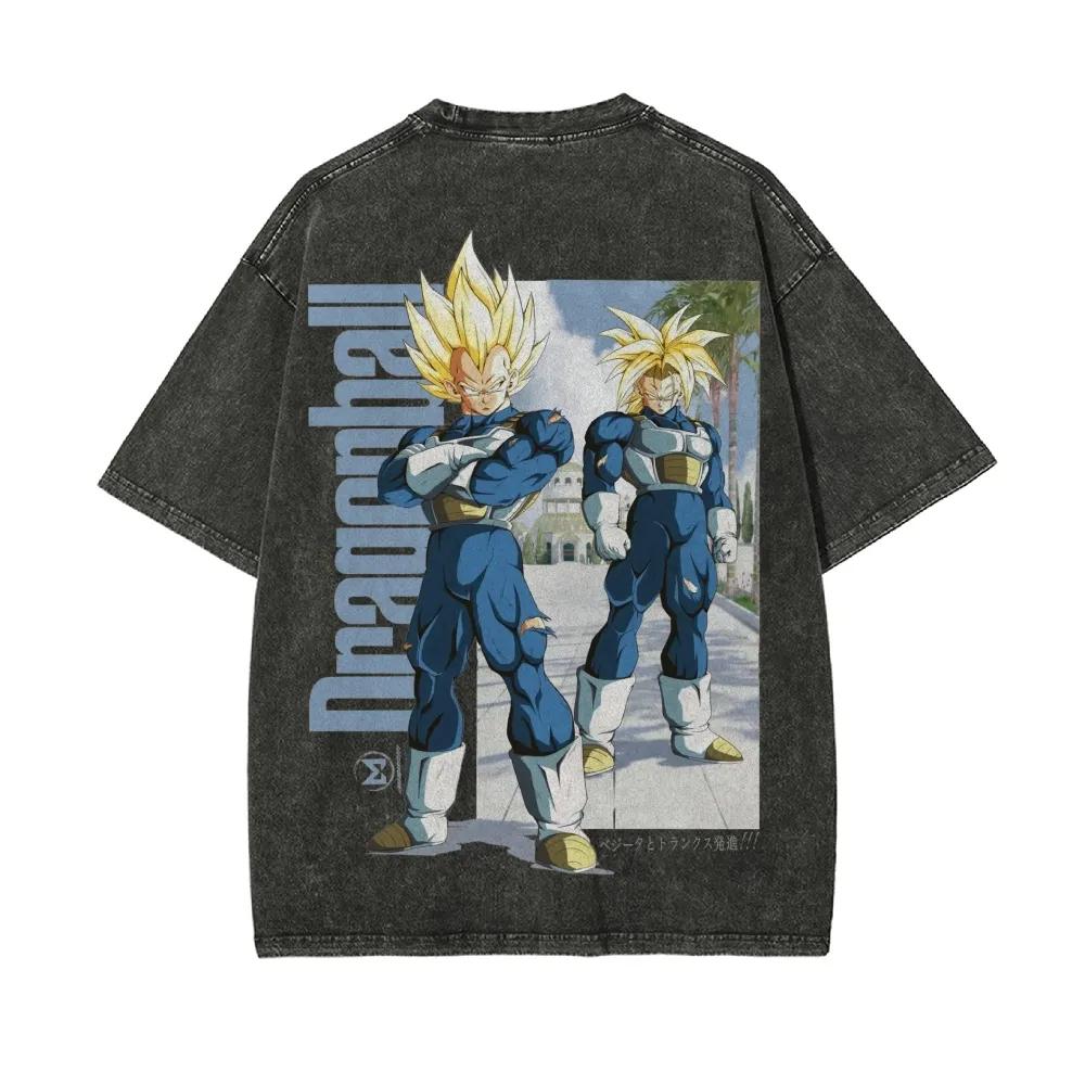 Dragon Ball Washed Retro Short Sleeve T-Shirt Casual Summer Wear Men's Comfortable Short Sleeve Half Sleeve Sports Popular Top