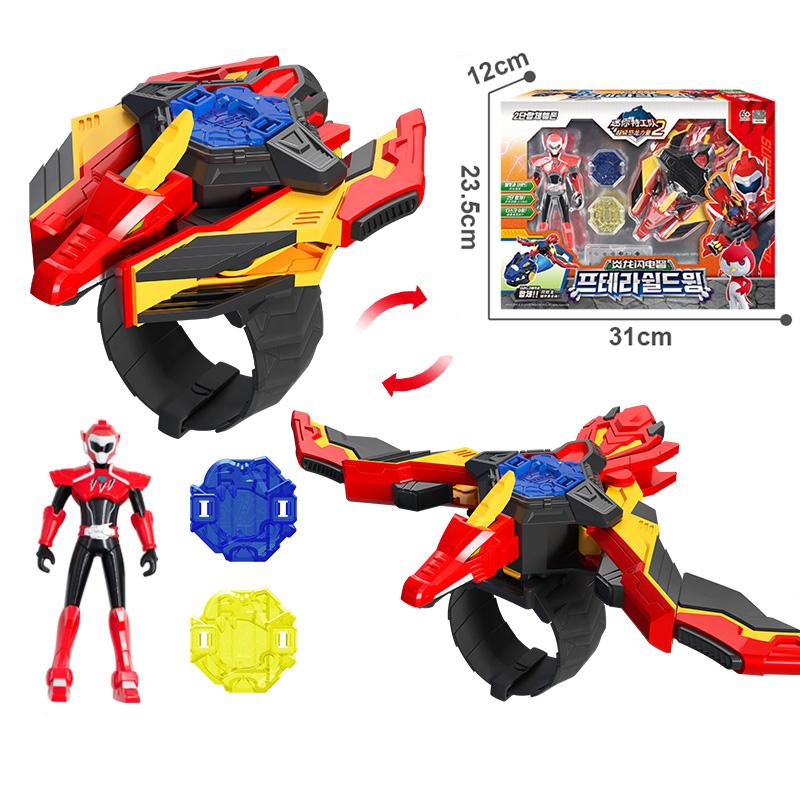 Mini Force 2 Super Gino Power Transformations Armbrust Spielzeug mit Ton- und Licht-Actionfiguren Deformationshandschuh Roboter Spielzeug