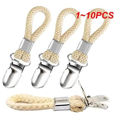 1~10Pcs Bathroom Towel Clips Braided Cotton Towel Clip With Metal Clamp For Home Bathroom Kitchen Storage Pegs