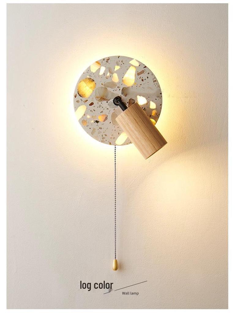 Nordische drehbare transluzente Stein-LED-Wandleuchte für Schlafzimmer im Wabi-Sabi-Stil, Nachttisch, Eingang oder Balkon.