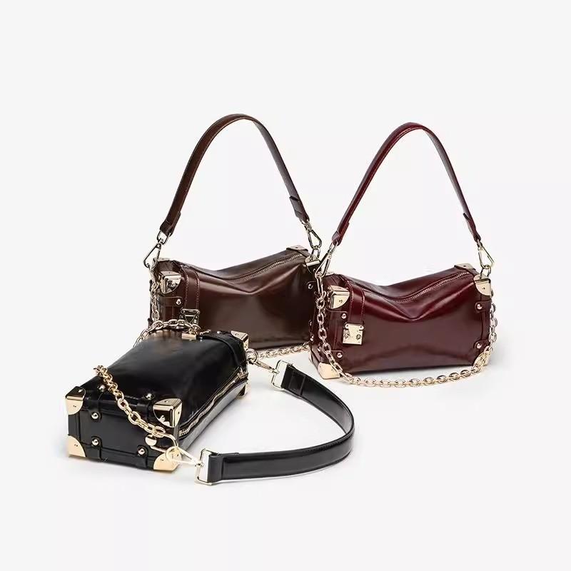 Premium retro chain underarm soft leather box bag women's autumn and winter new niche crossbody shoulder bag