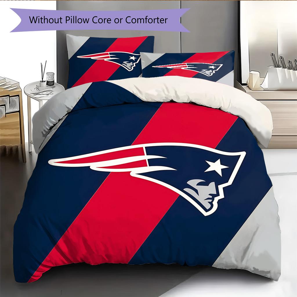 New England Patriots2 Pattern Bedding Quilt Set Home Decoration Gift (1 * Duvet Cover + 2 * Pillowcase Without Core)