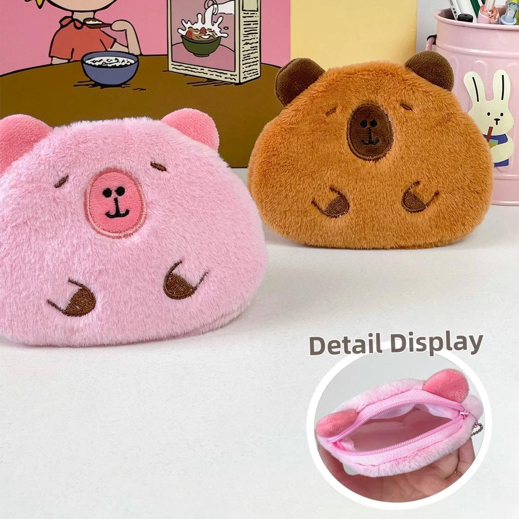 Uroczy woreczek na monety Kapibara Pluszowy portfel na monety Mała torba do przechowywania Portfel dla dzieci z kreskówek Spersonalizowany woreczek na monety Prezenty dla par