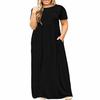 Plus Size Women Casual Loose Short Sleeve Round Neck Fashion Dress