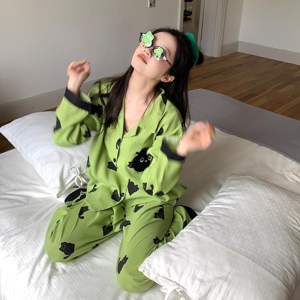 Herfst Dames Pyjama Set Lange Mouw Broek Tweedelig Pyjama sets Mode Satijn Dames Casual Jeugd Meisjes Huiskleding Pijamas