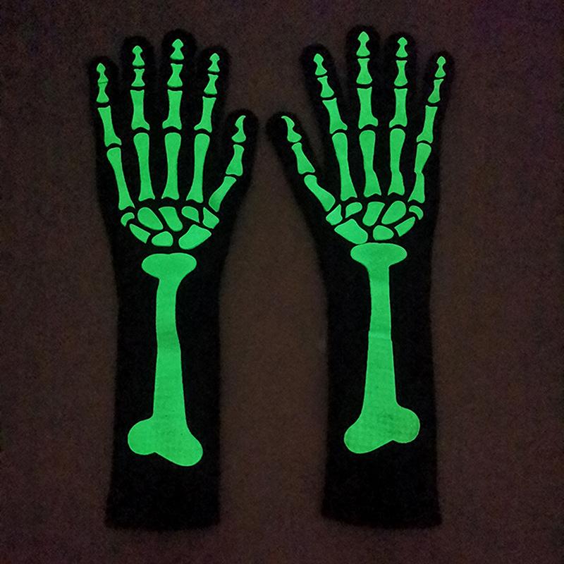 Fashion Halloween Skeleton Ghost Gloves Hat Creative Luminous Half Finger Full Fingers Print Warm Breathable Gloves Gifts