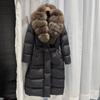 Womens Winter Down Coat With V-Neck Slim Fit Mid-Length 50% Duck Fill Thick Warm Outerwear Cold Season
