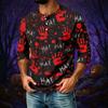 Men's Halloween Print Raglan 3/4 Sleeve Casual Shirt