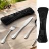 Washable Cutlery Pouch for Dining Portable Storage Bag Wear-Resistant Zippered Tableware Pouch Protective Zipper Straws Compact Bone Shaped