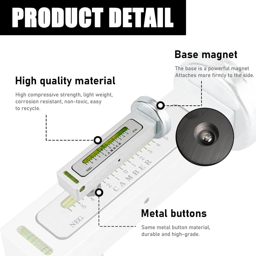 Adjustable Magnetic Gauge Tool, Camber Castor Strut Wheel Alignment Trument, Automotive Magnetic Castor Tire Gauge Tool For Most Cars Trucks RVs, Car