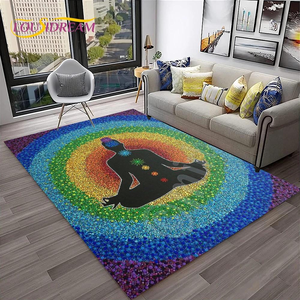Naturalize Yoga Meditatie Regenboog 7 Chakra Zacht Tapijt Kleed voor Huis Woonkamer Slaapkamer Bank Deurmat Decor, Antislip Vloermat