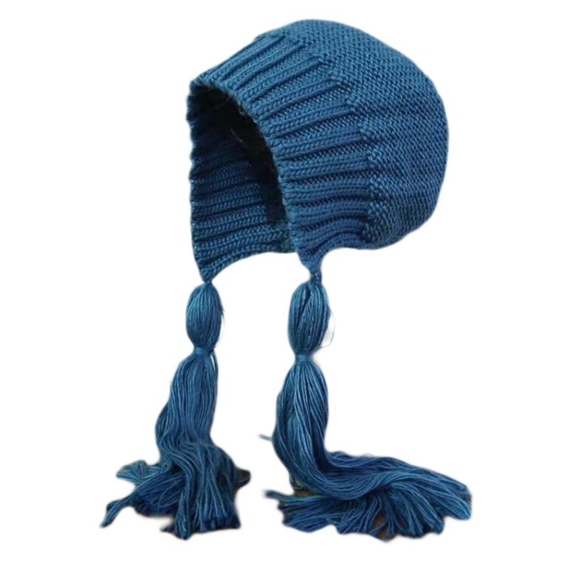 Creative Braid Beanie Hat Knit Hat with Ear Flaps Wool Hat Lei Feng Hat Wild Girl for Outdoor Cold Weather Skiing Ri