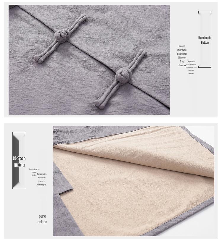 Herren Baumwolle Leinen Hanfu Tang Anzug: Zen-inspirierte Damen-Oberbekleidung mit Froschknöpfen für Frühling und Herbst.