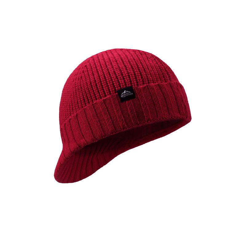 

Осенне-зимняя вязаная бейсболка для женщин и мужчин из шерсти с короткими полями, модная, сохраняющая тепло, ветрозащитная, защита ушей, вязаная холодная шапка красный