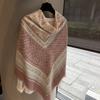 Ethnic Style Retro 130 Large Square Scarf Female Travel Photo Scarf Thin High-End Air-Conditioned Room With Pink Shawl